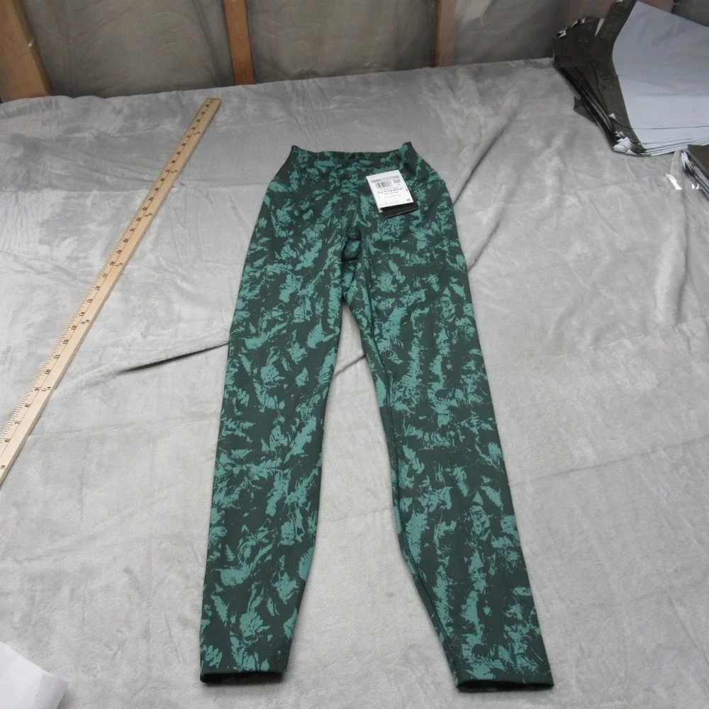 Nike One Leggings Womens XS Green Abstract Print Tights High Rise 20x24 $70 NEW